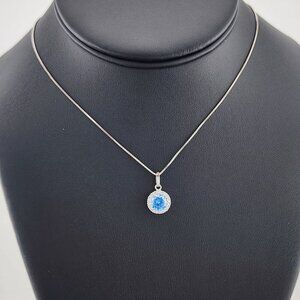 Sterling Silver 925 Light Blue Pendant Necklace – Soft & Stylish Jewelry